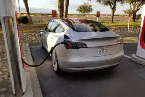 Tesla Model 3 at Supercharger Rear