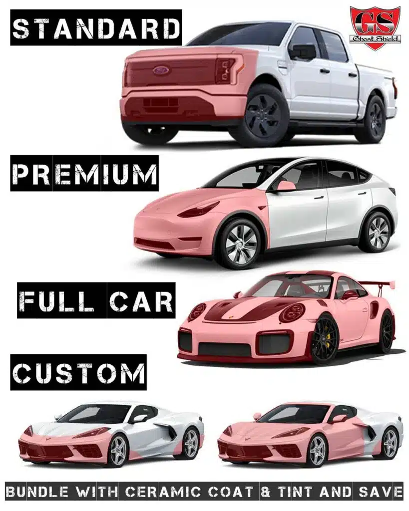 Paint Protection Film Packages Standard PPF Package, Premium PPF Package, Full Car PPF Package. Custom PPF Package. Ghost Shield Film Thousand Oaks PPF, Newbury Park PPF, Calabasas PPF, Agoura Hills PPF, Camarillo PPF, Westlake Village PPF. Bundle with Ceramic Coat and Tint to save.