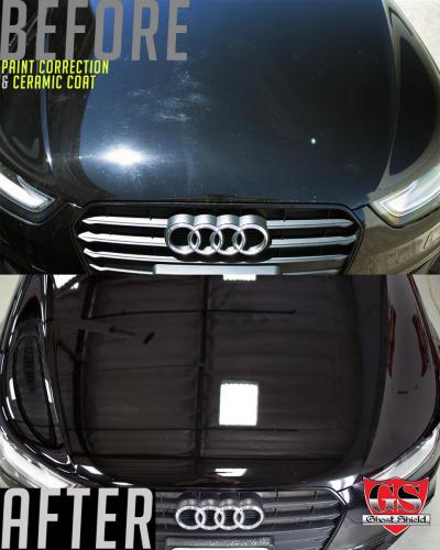 Ceramic Coat Before and After Paint Correction and Coat Ghost Shield Film