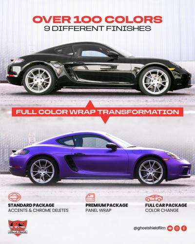Color change Vehicle Wraps in over 100 colors