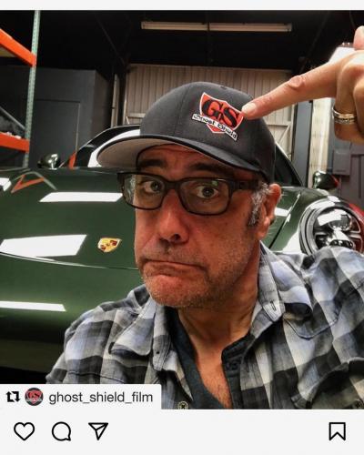 Brad Garrett wearing Ghost Shield Film Hat. 